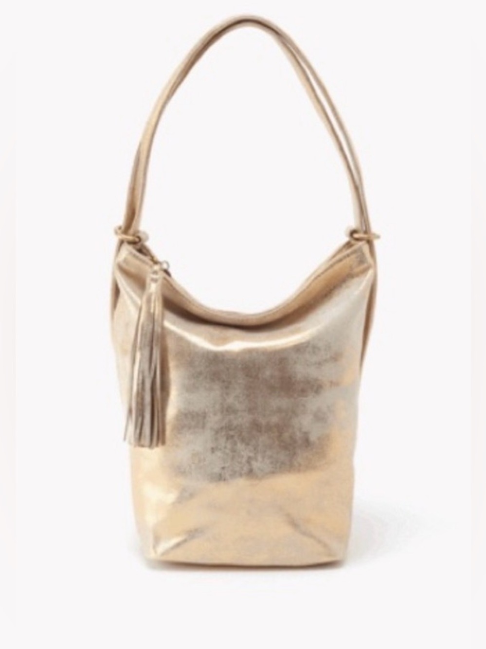HOBO Blaze Convertible Leather Backpack Shoulder Bag Distressed Gold Metallic